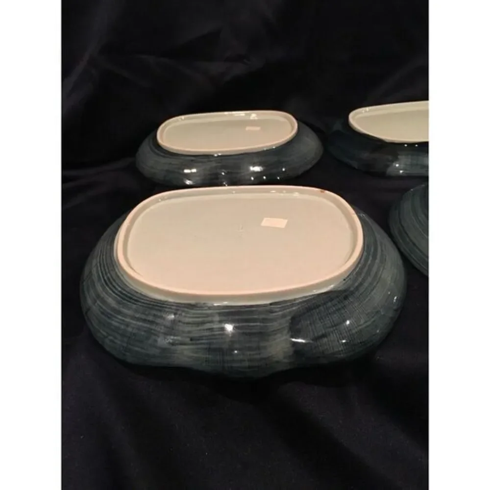 Neiman Marcus Japan Porcelain Apple Shape‎ Plate Set Hand Painted Floral Ceramic